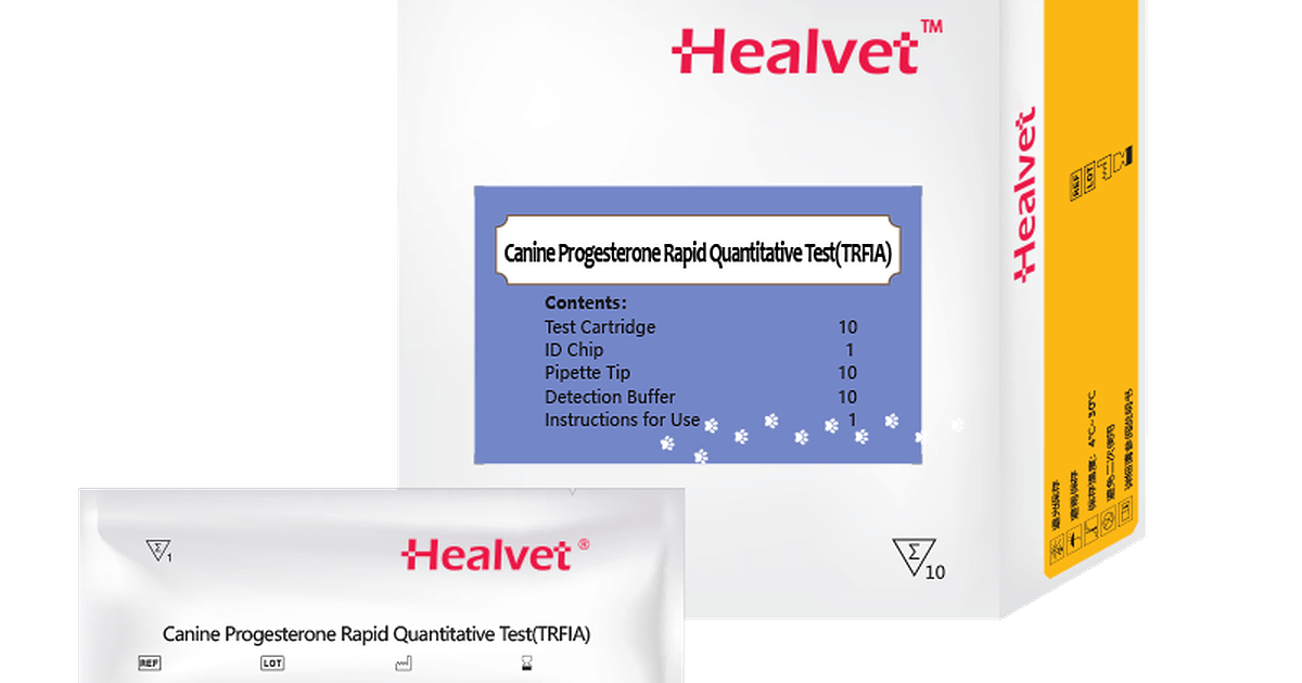 Canine Progesterone Test Kits 300P Portable by Healvet, used for rapid canine progesterone testing for dog breeders.
