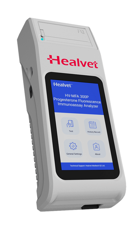 Healvet Portable Canine Progesterone Machine handheld fluorescence analyzer for dog breeders and veterinary professionals.