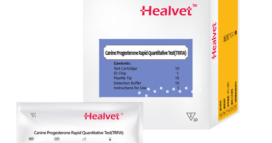 Canine Progesterone Test Kits 300P Portable by Healvet, used for rapid canine progesterone testing for dog breeders.